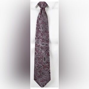 Landisun Men’s Silk Tie Dark Red Paisley Boho Dark Academia Gothic Wedding Goth